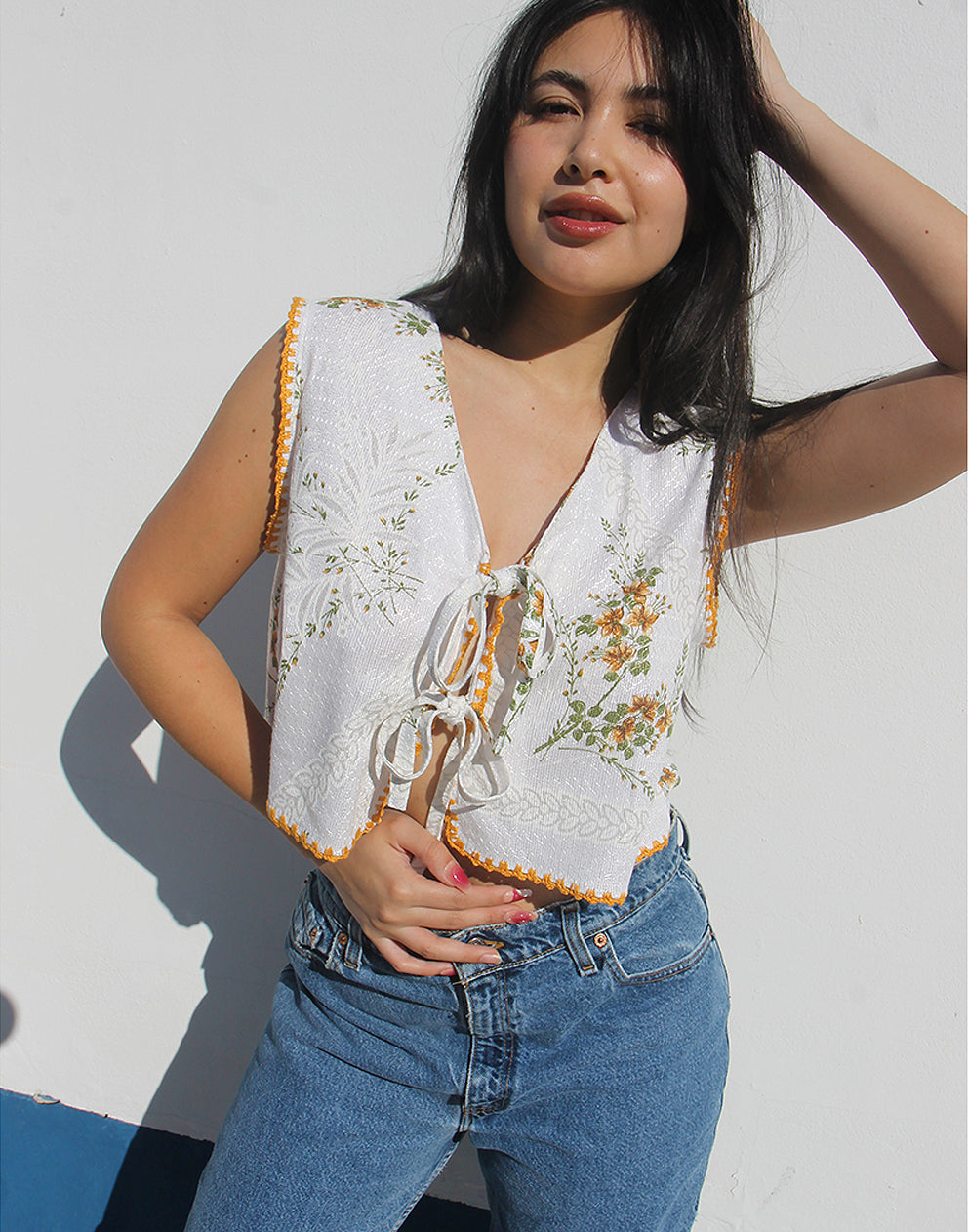 White Tie Front Top