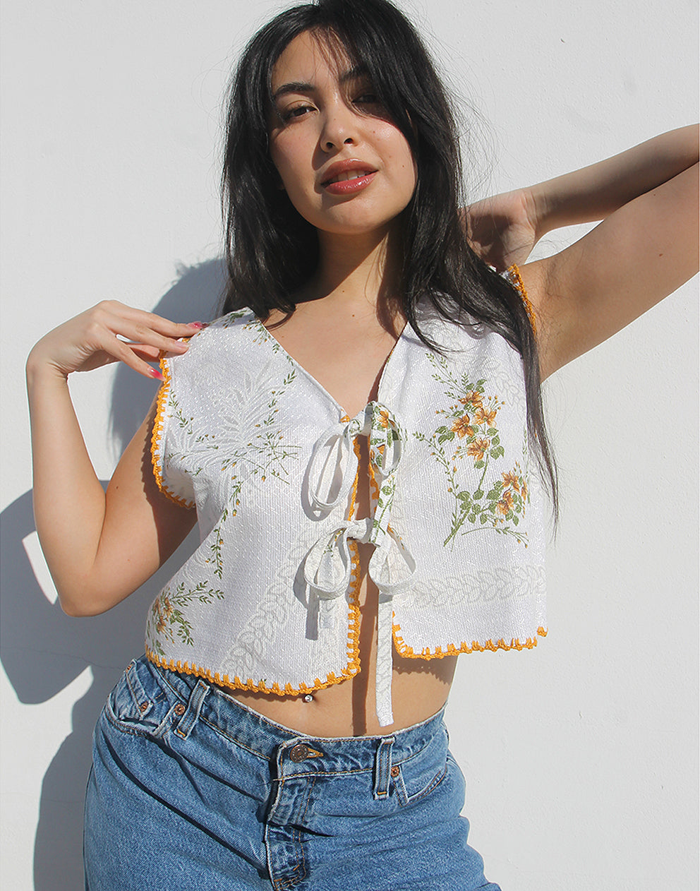 White Tie Front Top