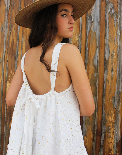 Backless Dress in White