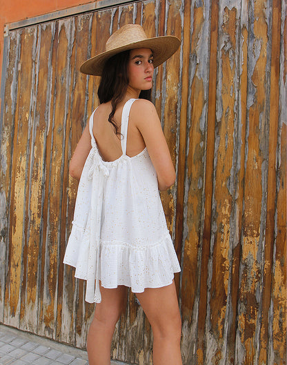 Backless Dress in White