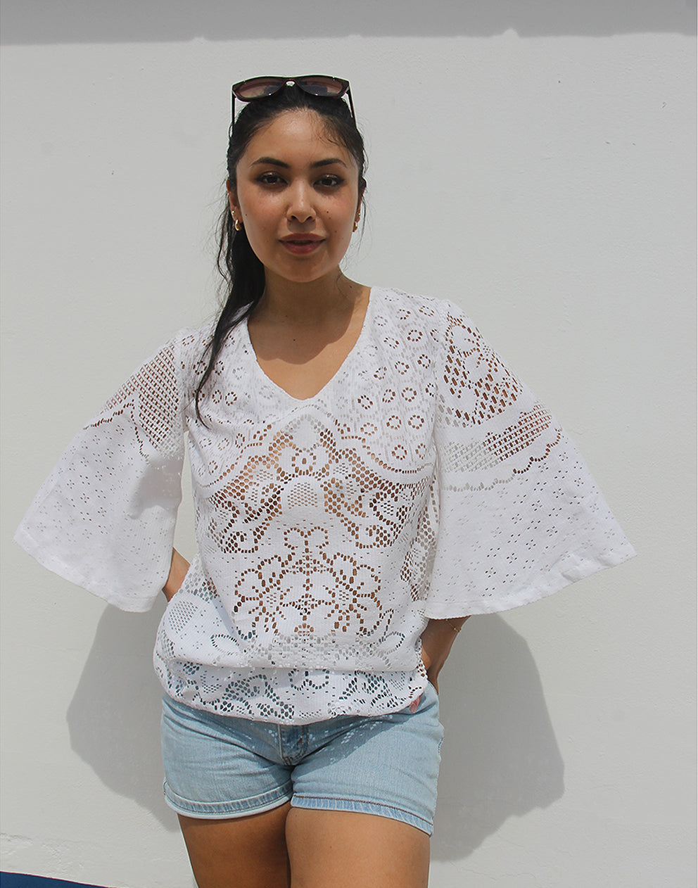 White Lace Tunic Top