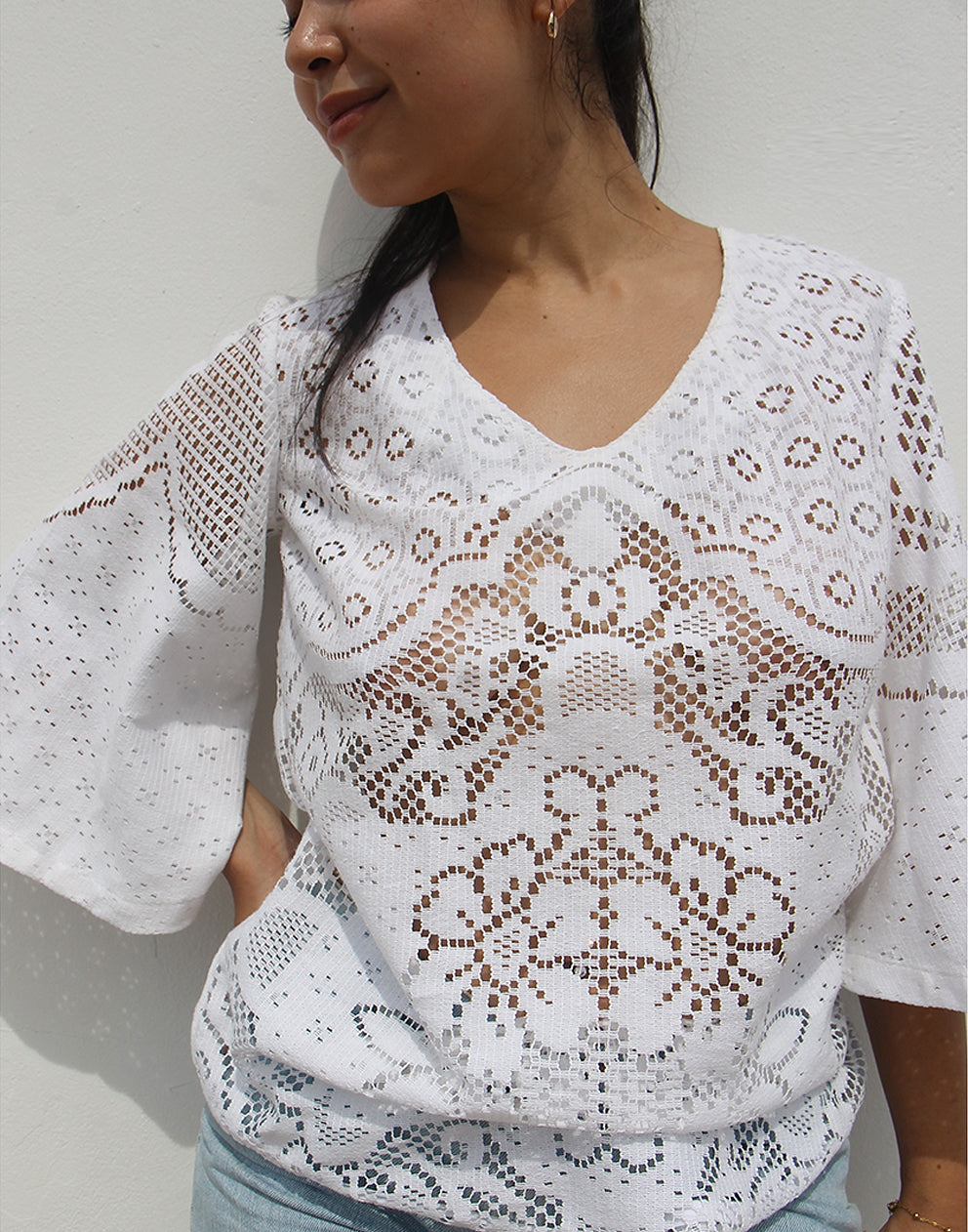 White Lace Tunic Top
