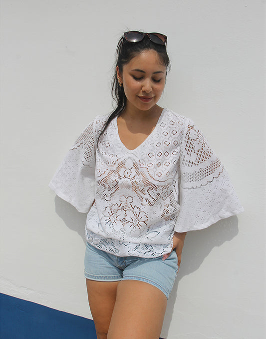 White Lace Tunic Top