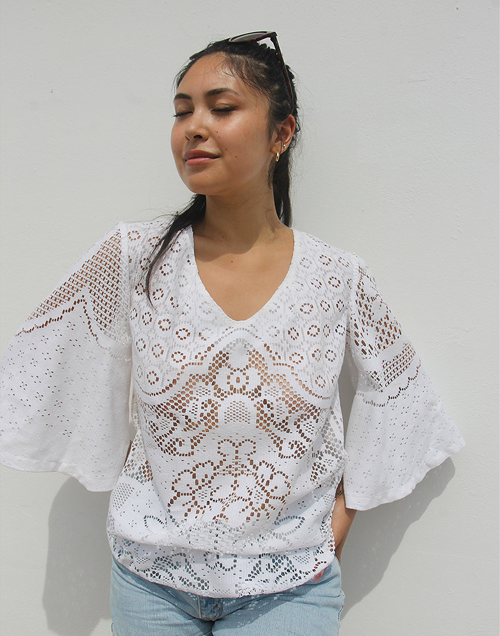 White Lace Tunic Top