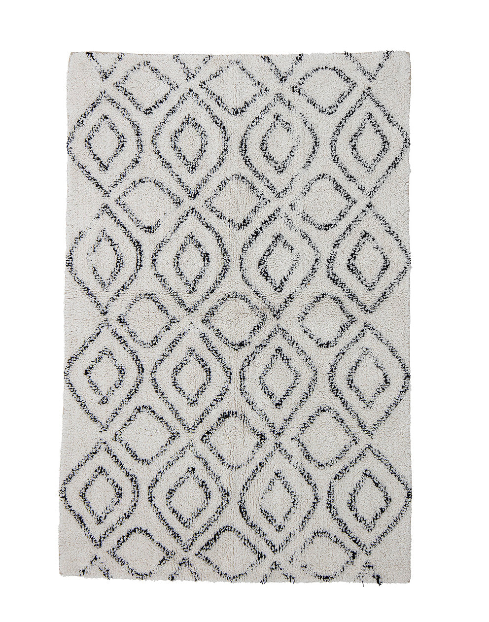 Fluffy Monchrome Rug with Geometric Pattern