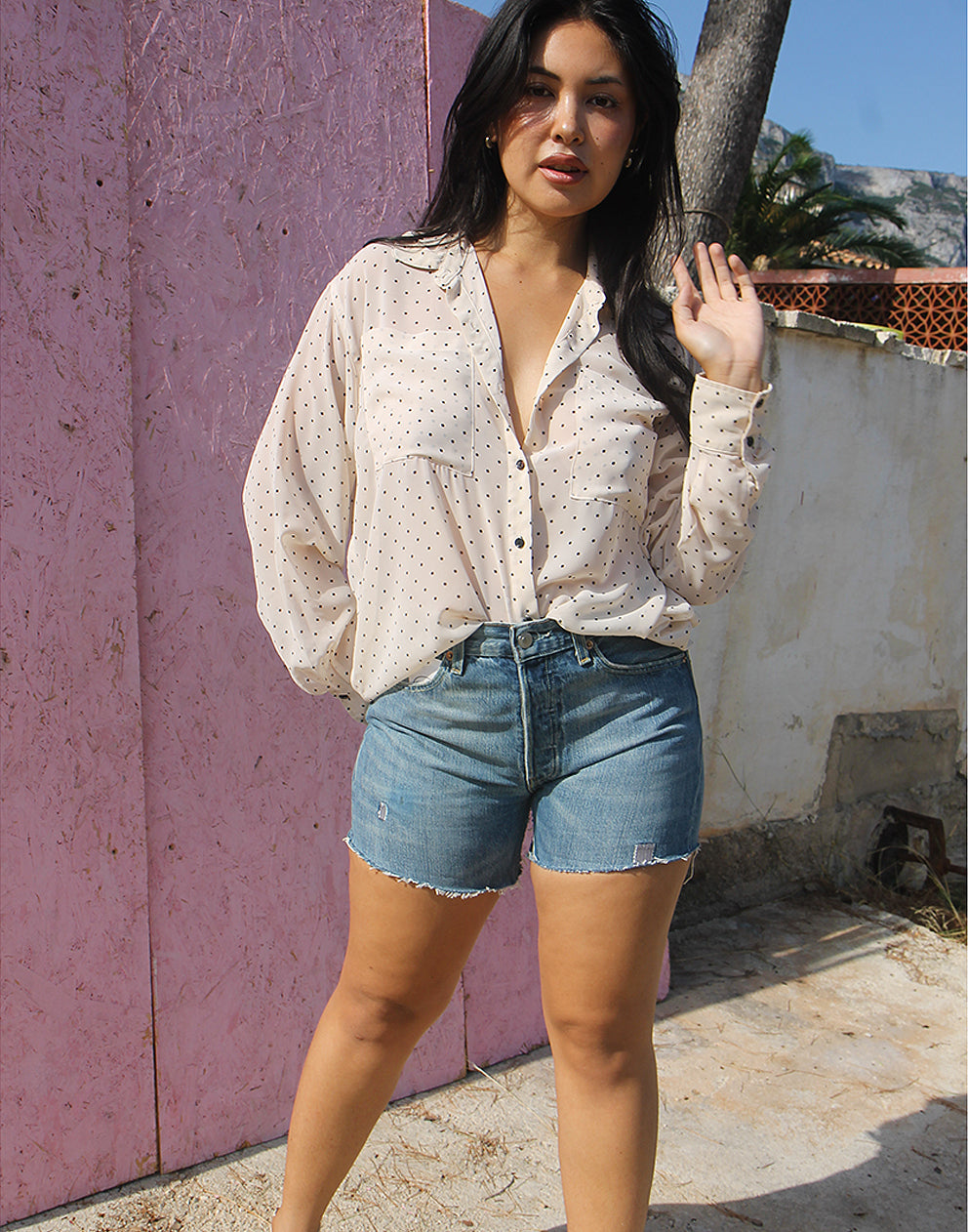 White Polkadot Shirt
