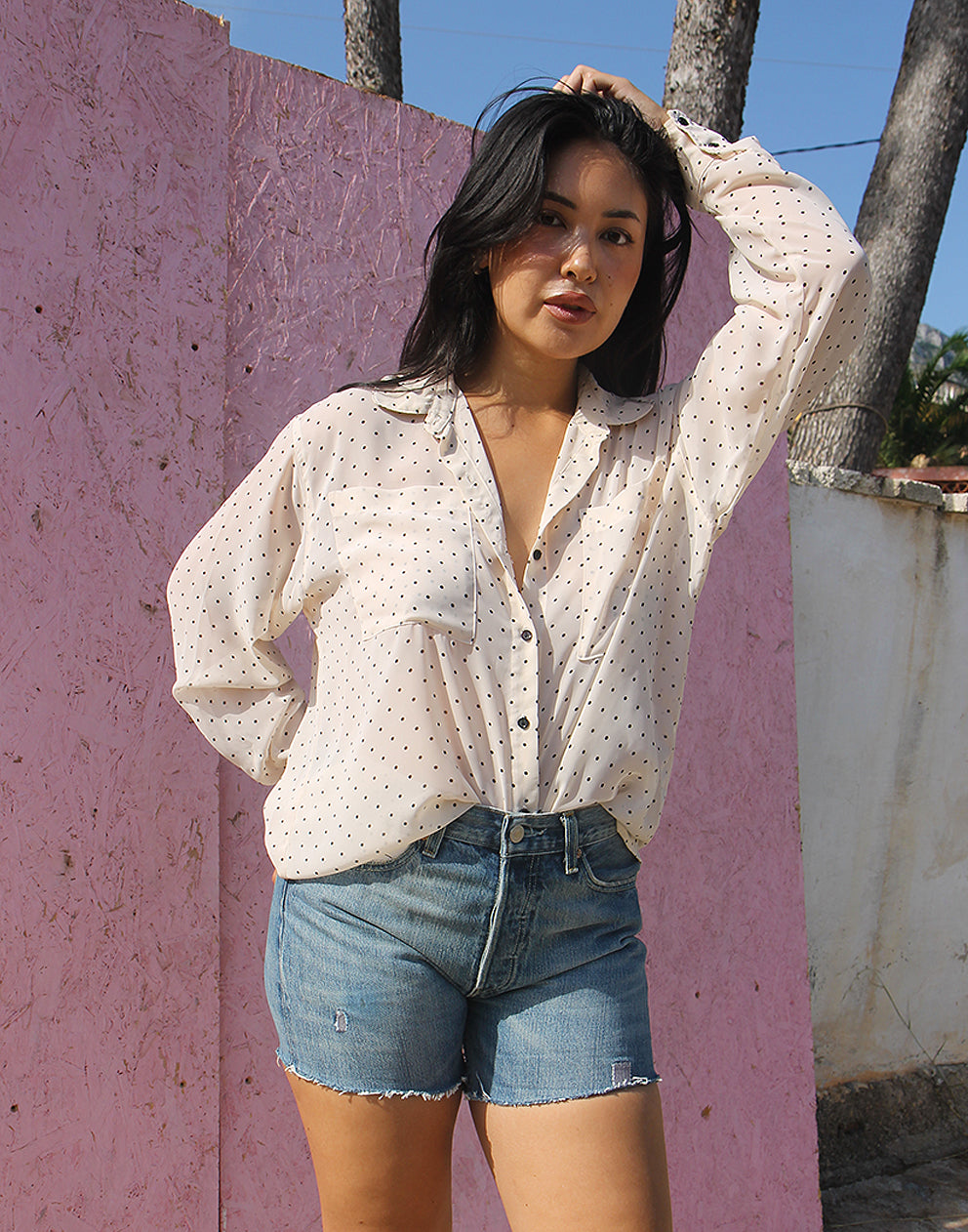 White Polkadot Shirt