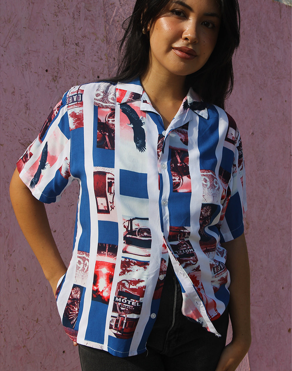 White Printed Short Sleeve Shirt