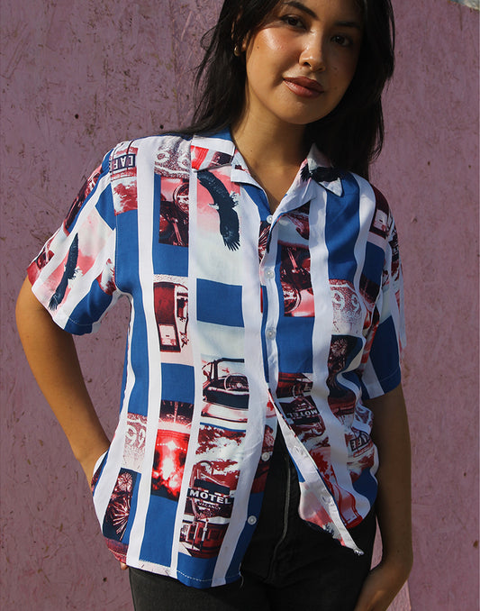 White Printed Short Sleeve Shirt