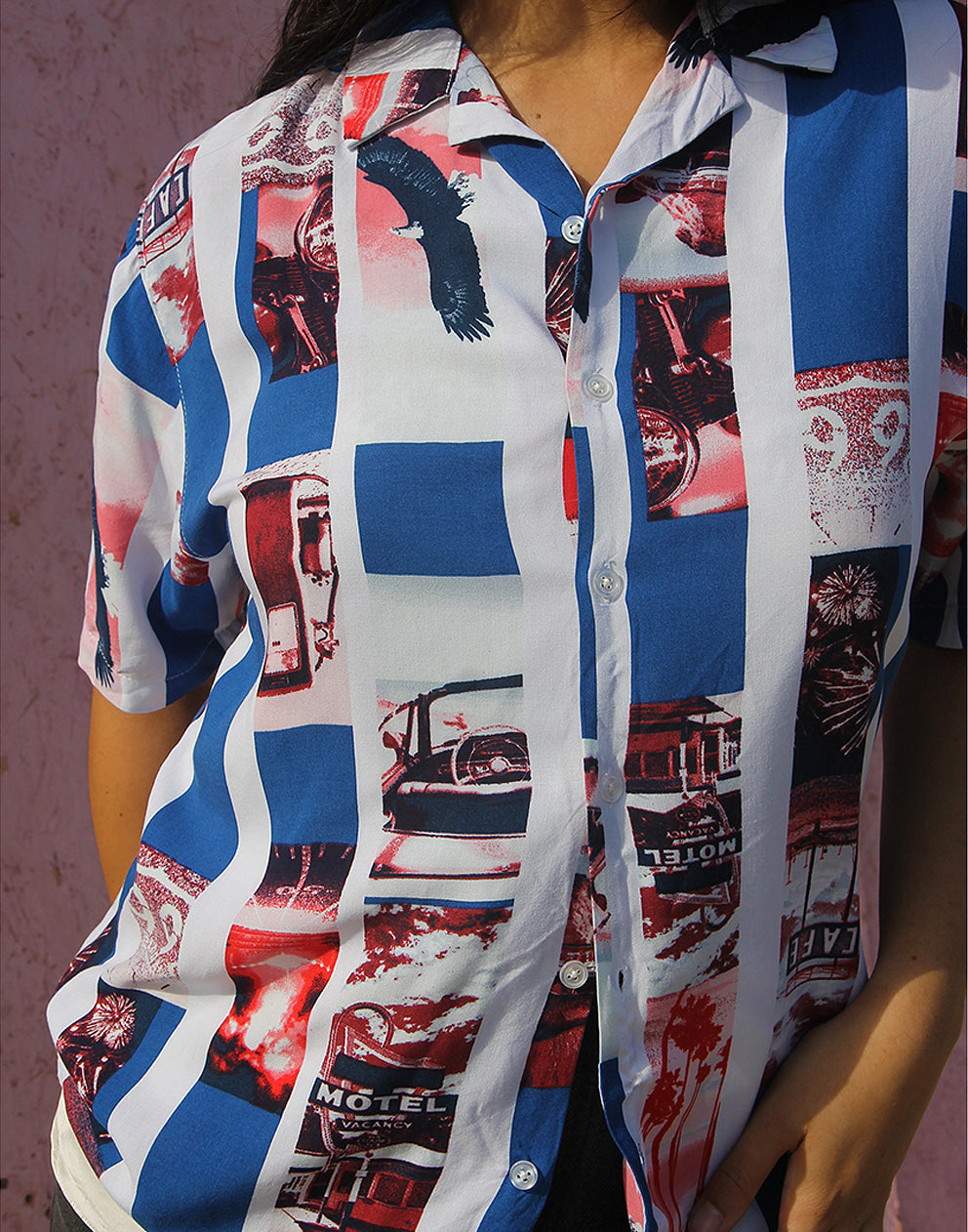 White Printed Short Sleeve Shirt