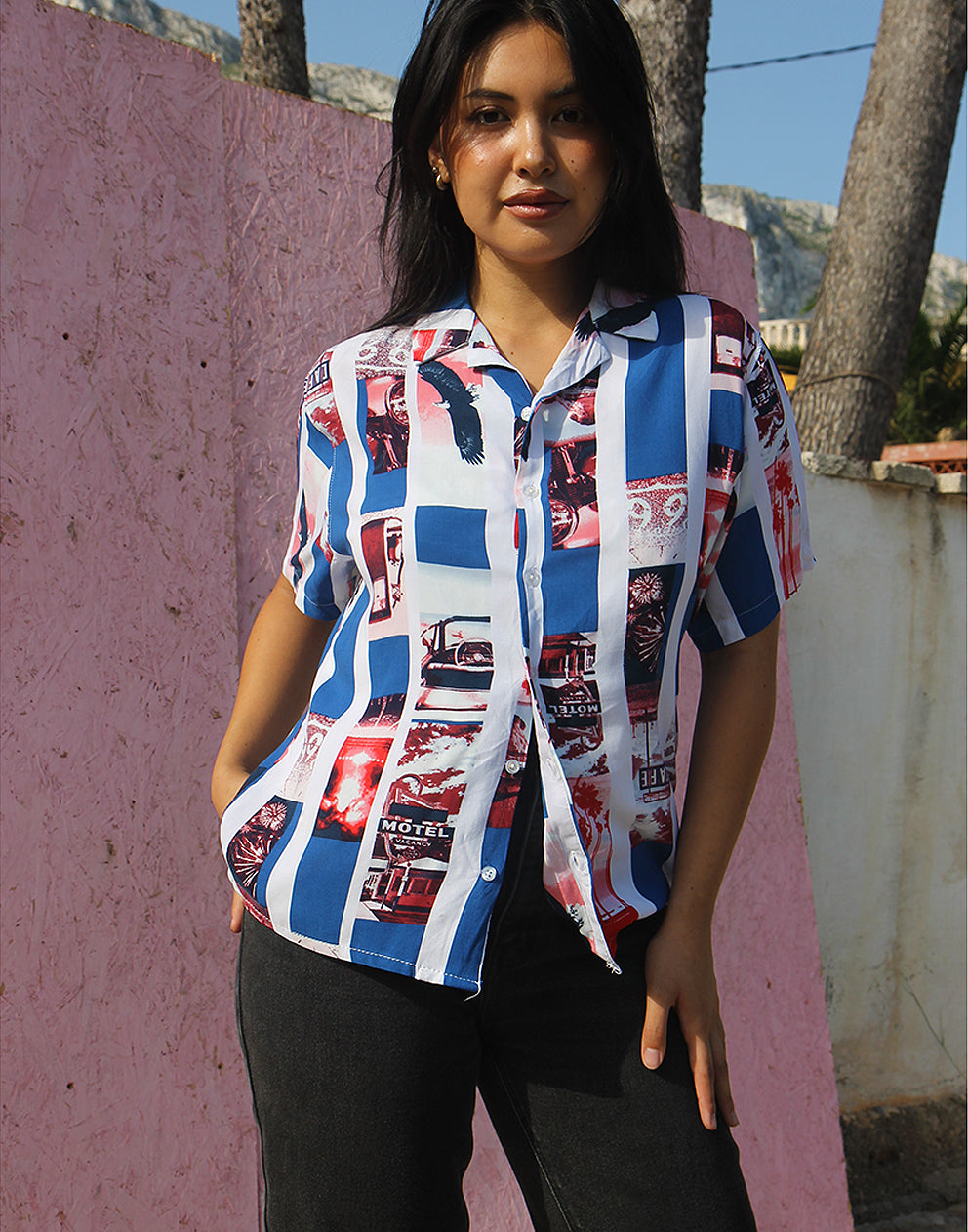 White Printed Short Sleeve Shirt