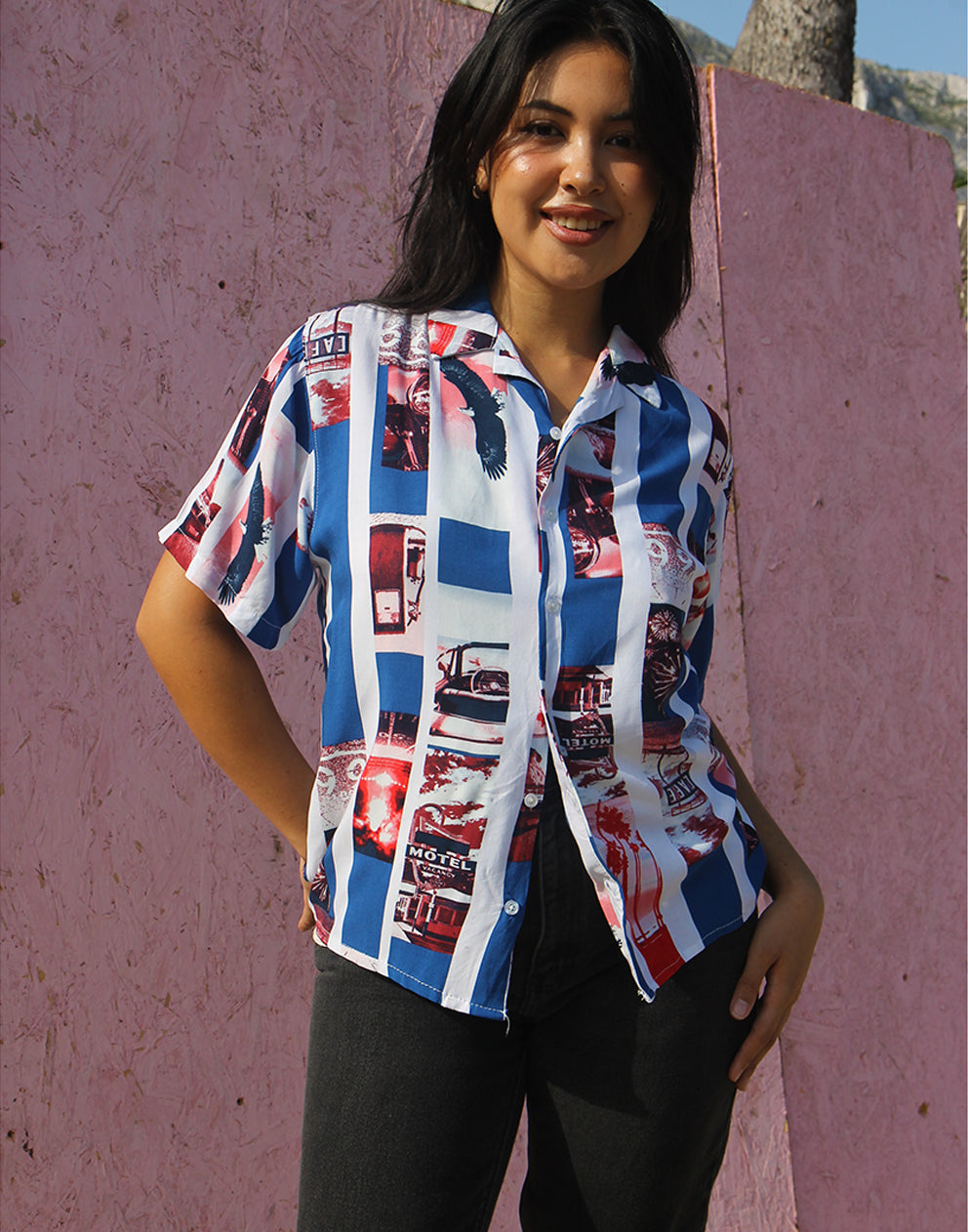 White Printed Short Sleeve Shirt