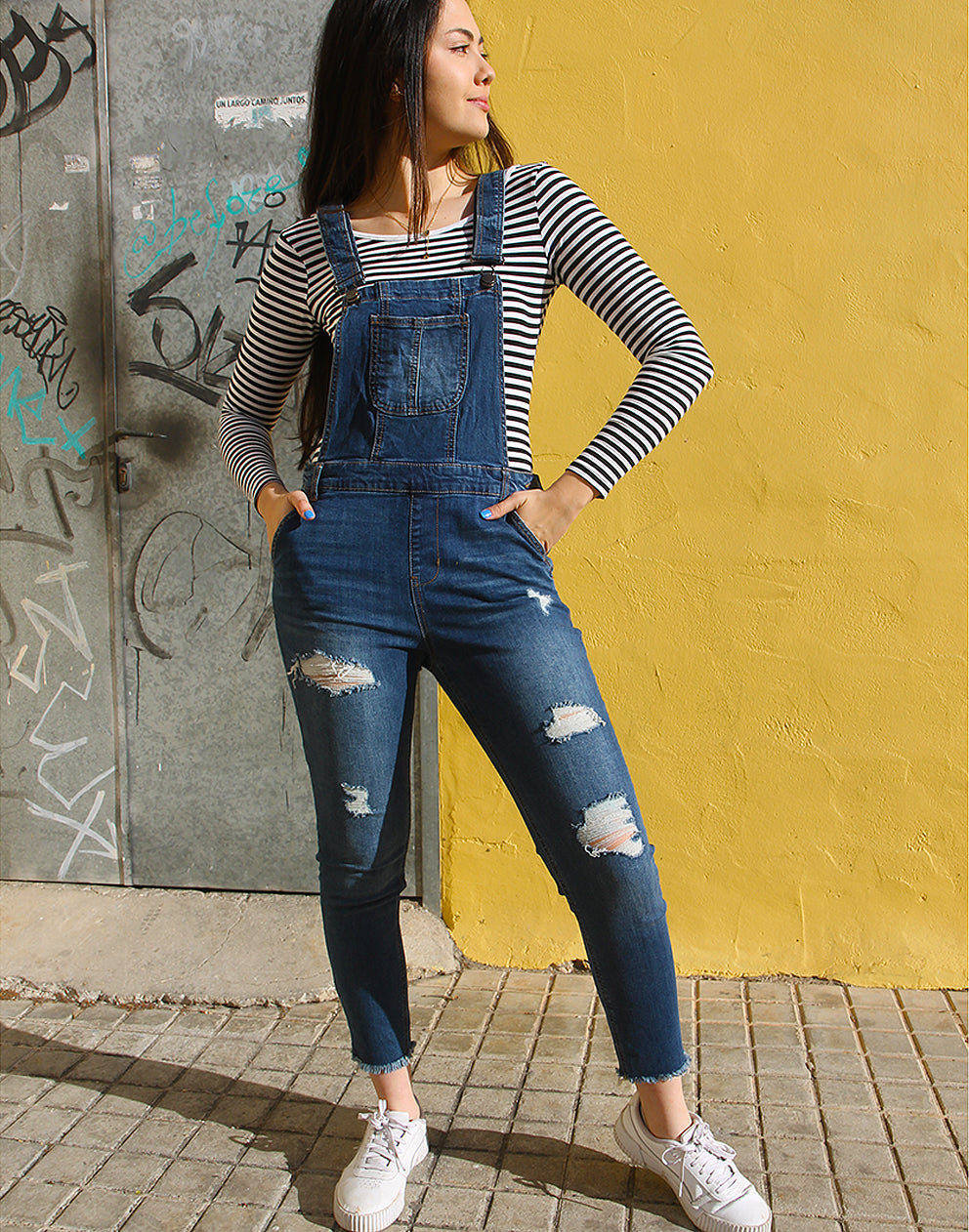 Womens Dungarees with Rips