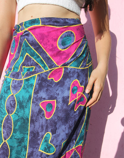 Wrap Skirt in Abstract Print