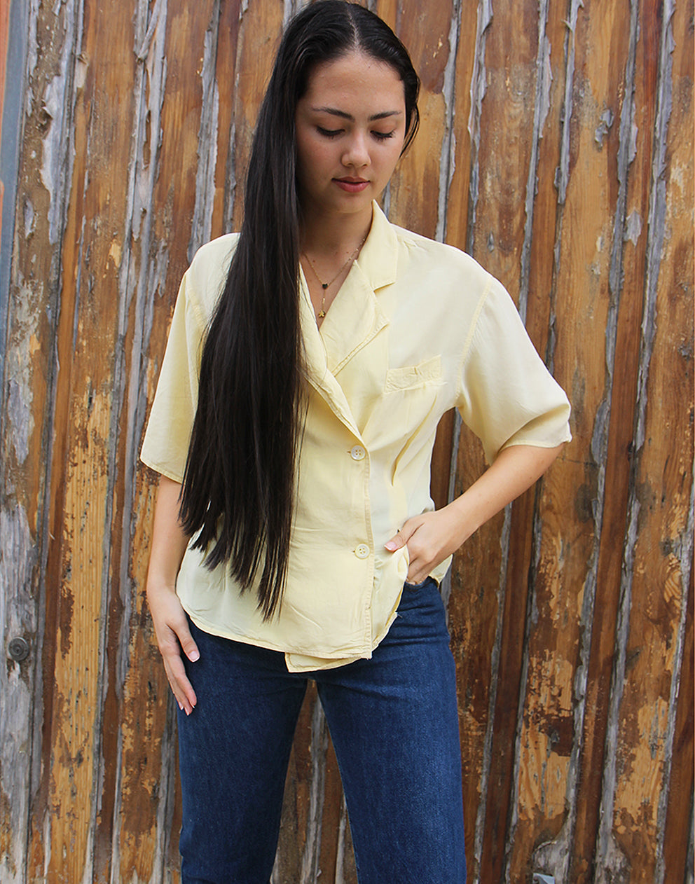 Yellow Silk Blouse Front