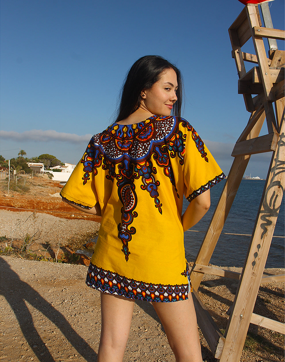 yellow printed tunic