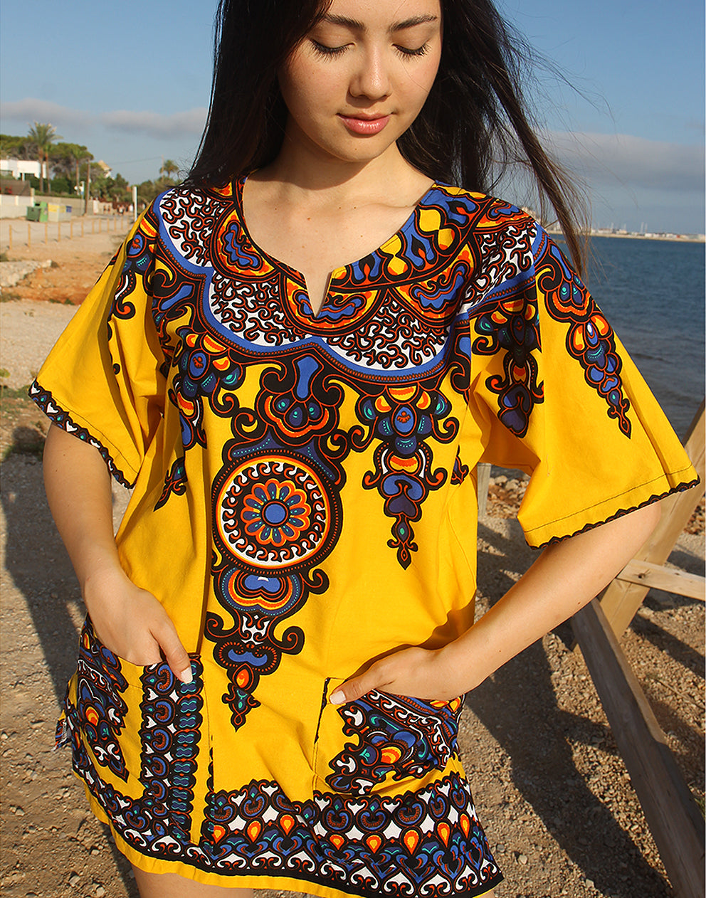 yellow printed tunic