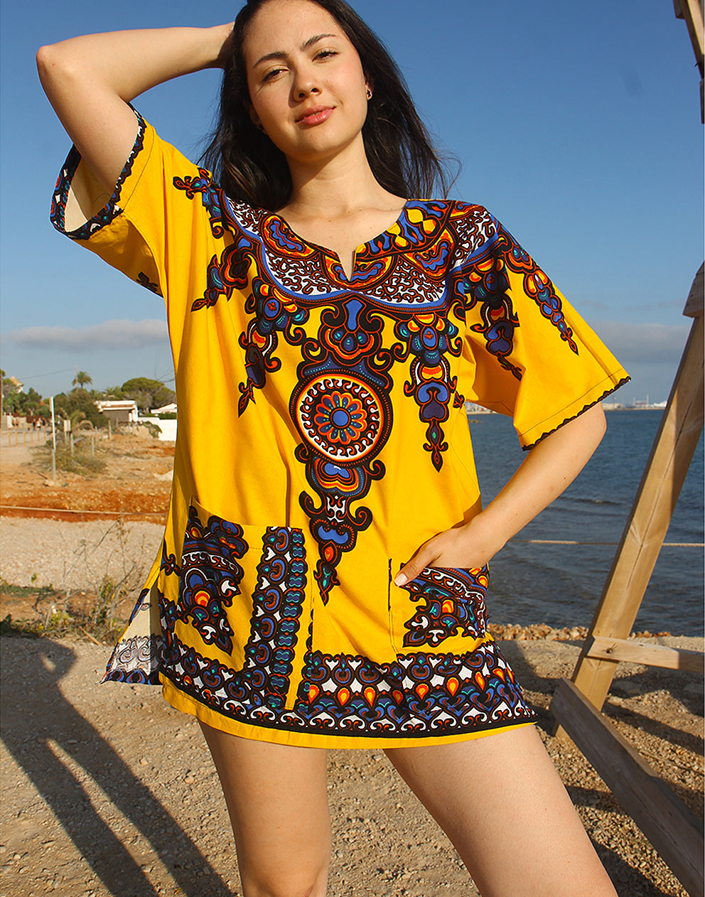 yellow printed tunic