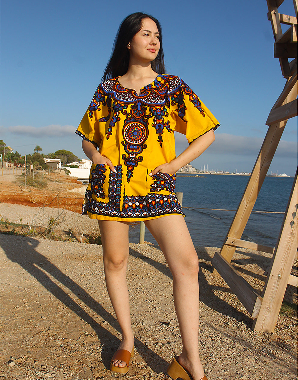 yellow printed tunic