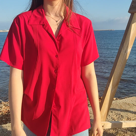 Red Silk Blouse