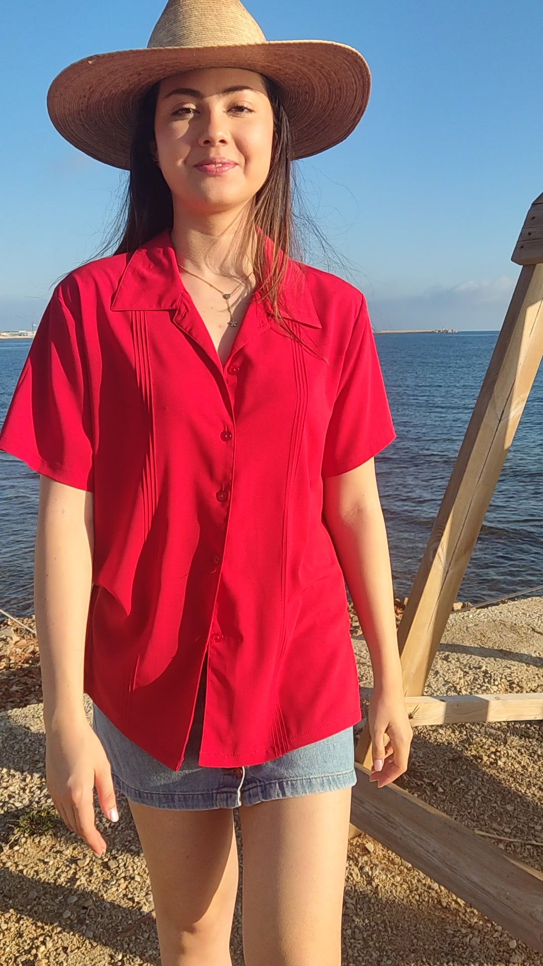 Red Silk Blouse