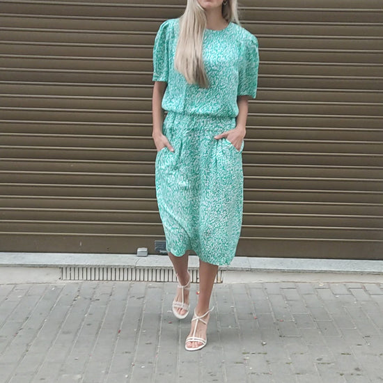 Printed Silk Midi Dress