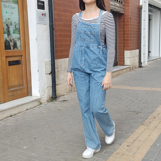 Maternity Long Dungarees in Blue 
