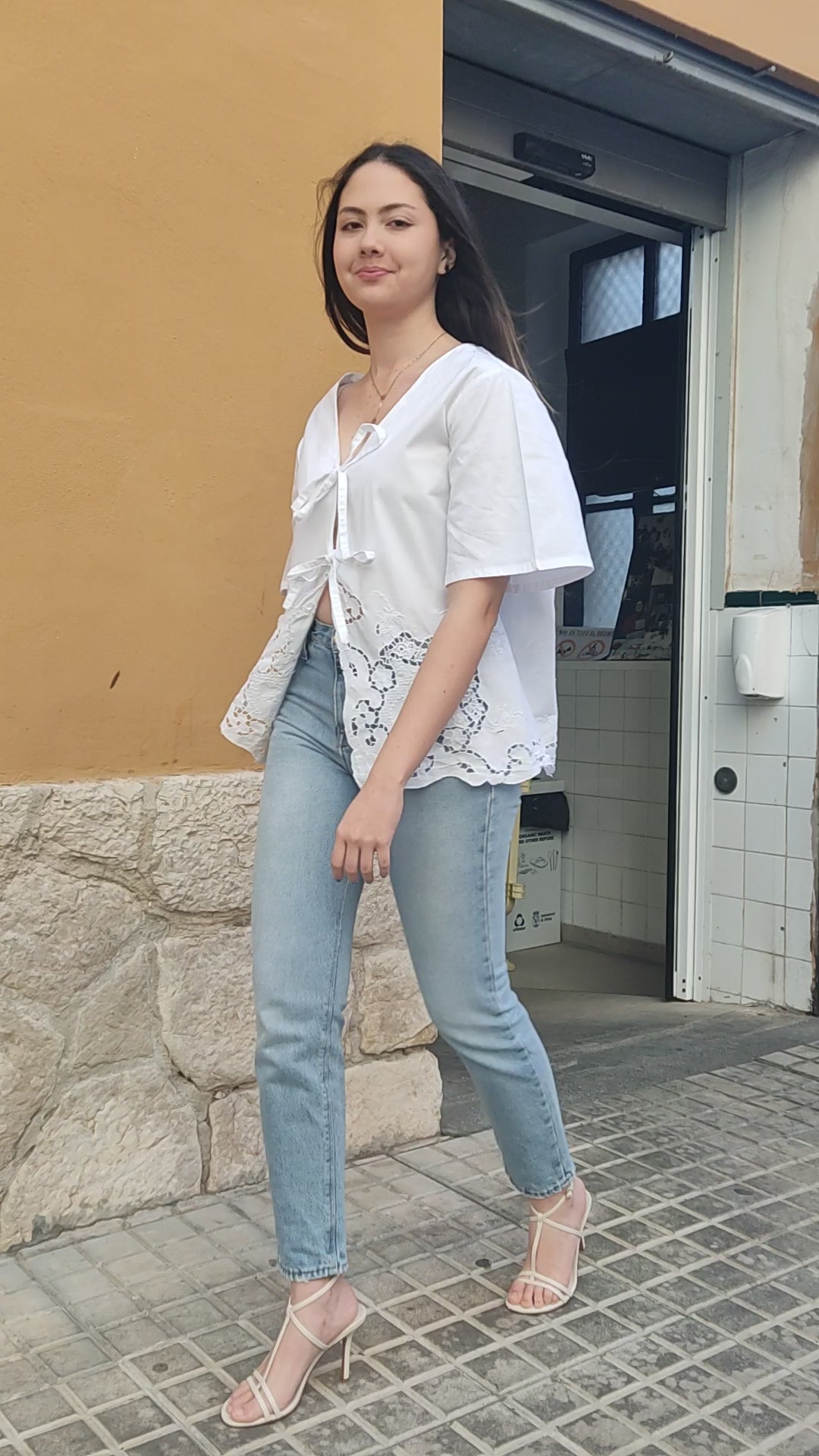 Tie Front Blouse in White