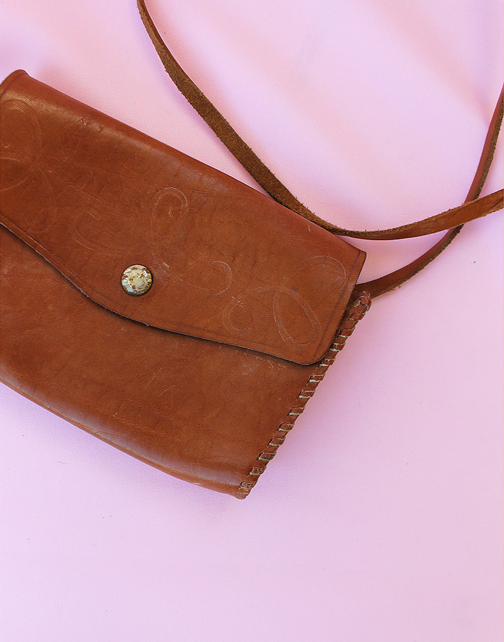 Tan Brown Real Leather Small Cross Body Handbag