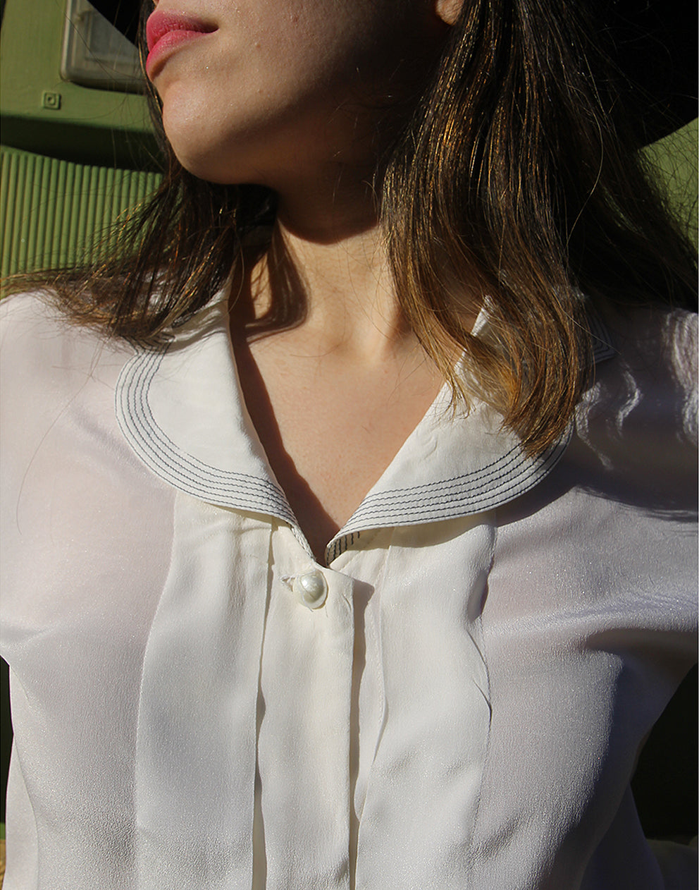 Silk Blouse with Wide Collar