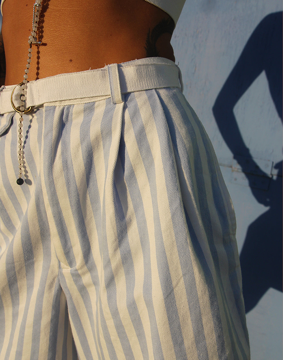 Ralph Lauren Blue & White Stripe High Waist Mom Shorts
