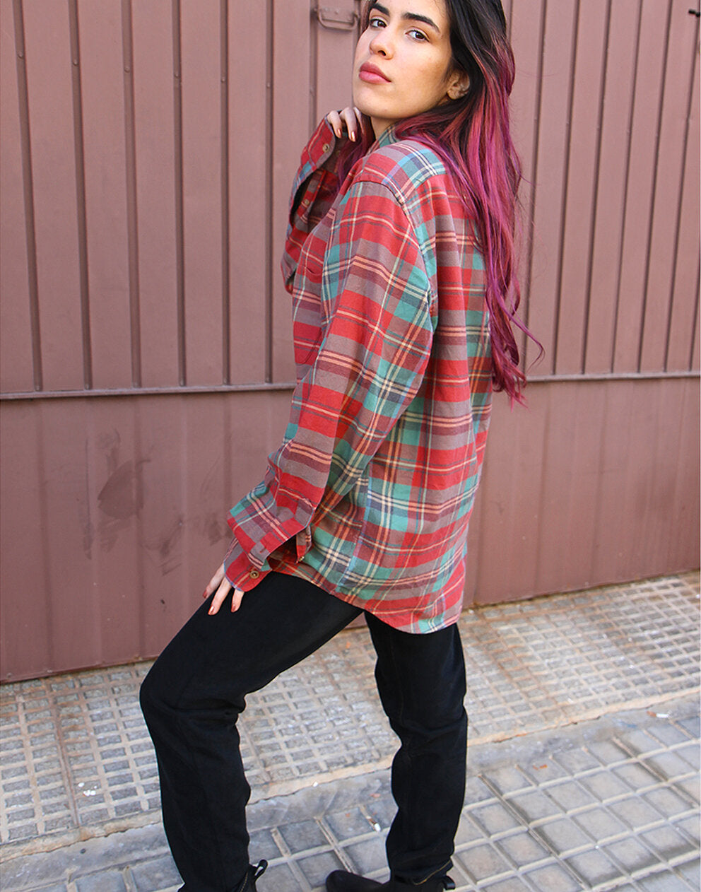 Flannel Shirt in Red & Green Check
