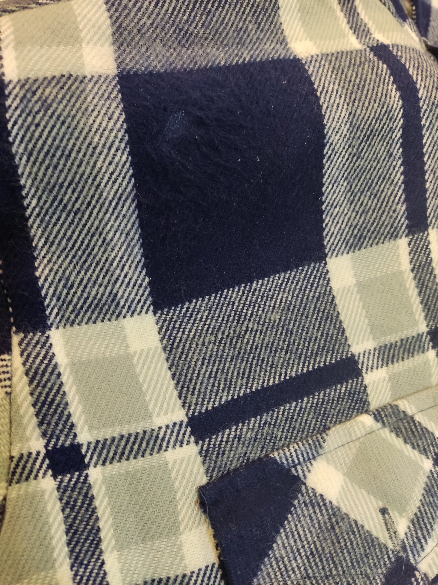 Navy Blue, White & Grey Check Super Soft Flannel Long Sleeved Shirt