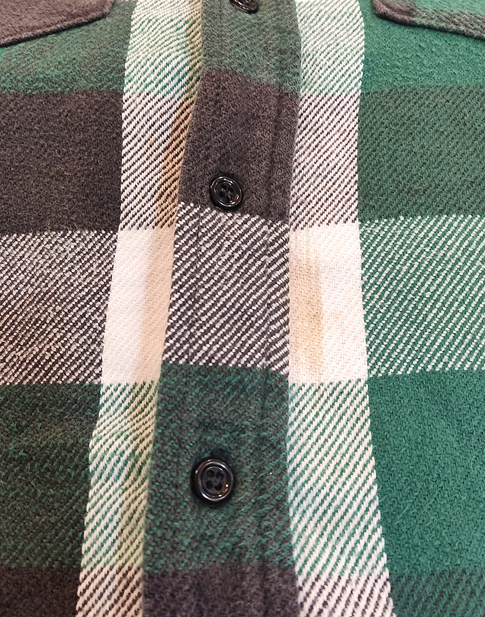 Green & White Check Thick Soft Flannel Long Sleeved Shirt
