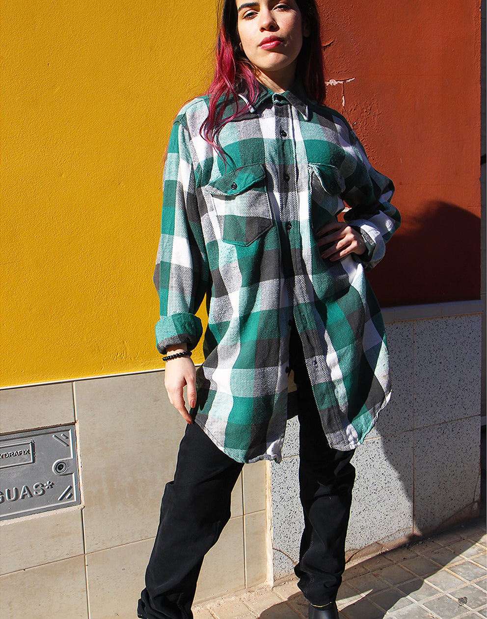 Green & White Check Thick Soft Flannel Long Sleeved Shirt