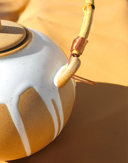Stoneware Teapot with Bamboo Handle