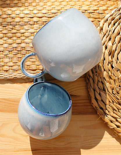 Extra Large Blue Two Tone Handcrafted Stoneware Mug