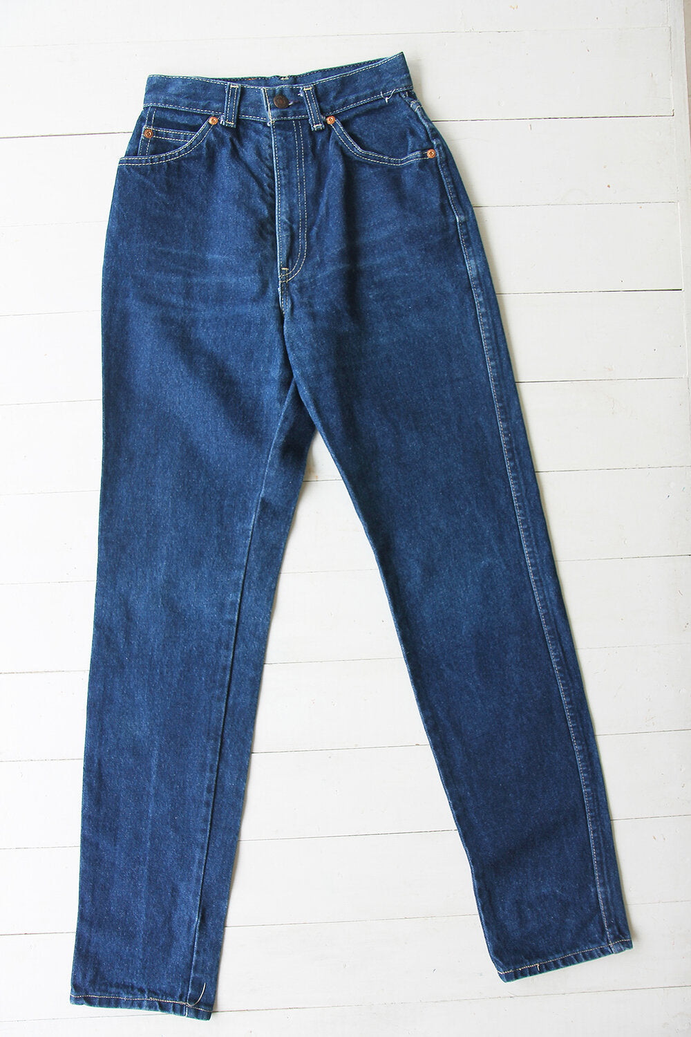 Original Levi's White Tab Dark Blue High Rise 24"(61cm) Mom Jeans