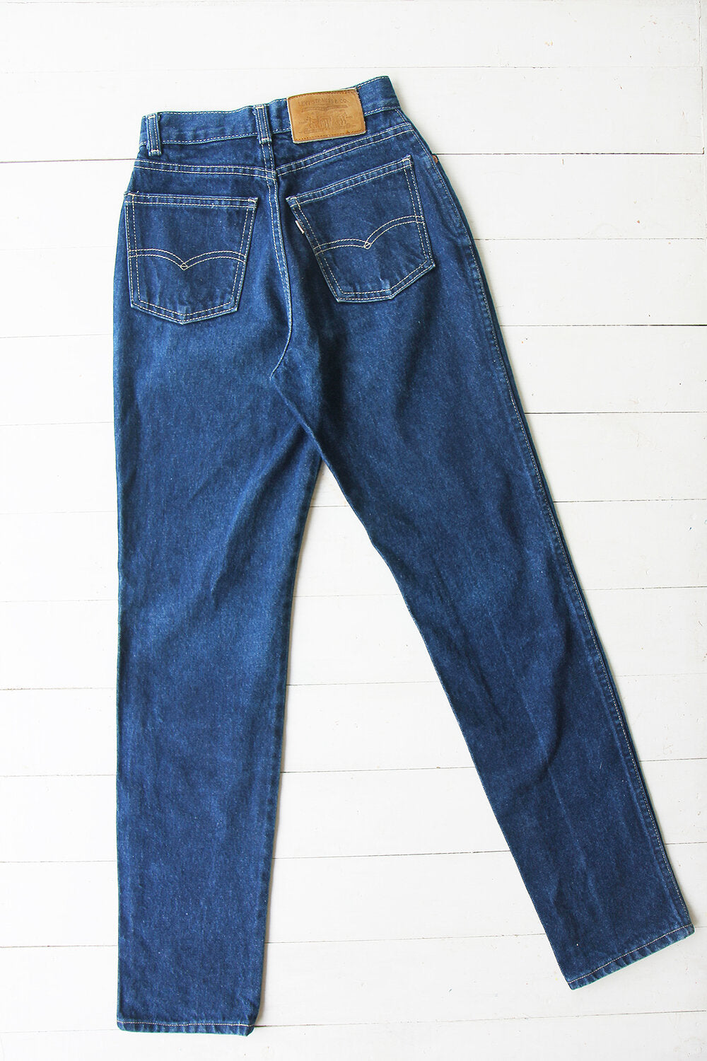 Original Levi's White Tab Dark Blue High Rise 24"(61cm) Mom Jeans