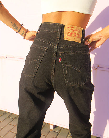 Original Levi's 512 High Waist Black Denim Mom Jeans