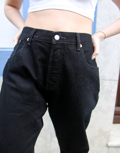 Original Levi's 501 Black Denim High Rise Jeans 36"/ 92cm waist