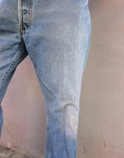 Original Levi's 501 Pale Blue Denim Paint Marked Jeans 31"/ 79cm Waist