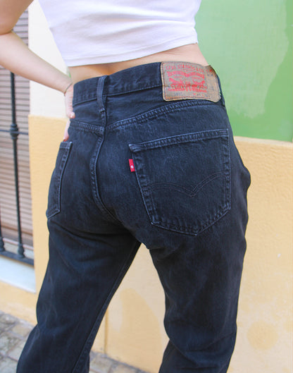 Original Levi's 501 Black Denim High Rise Jeans 32"/ 82cm Waist