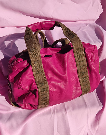 Leather Travel Bag in Pink