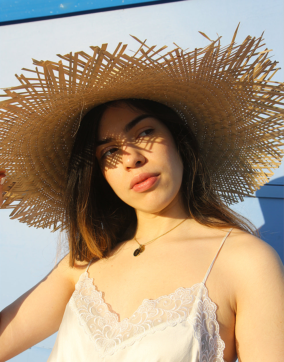 Extra Wide Straw Hat in Natural