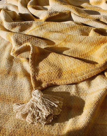 Yellow Tie Dye Recycled Cotton Extra Large Throw with Tassles