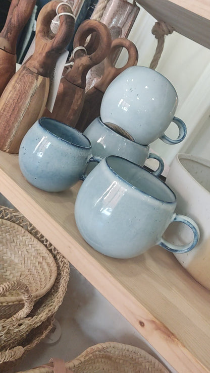 Extra Large Blue Two Tone Handcrafted Stoneware Mug